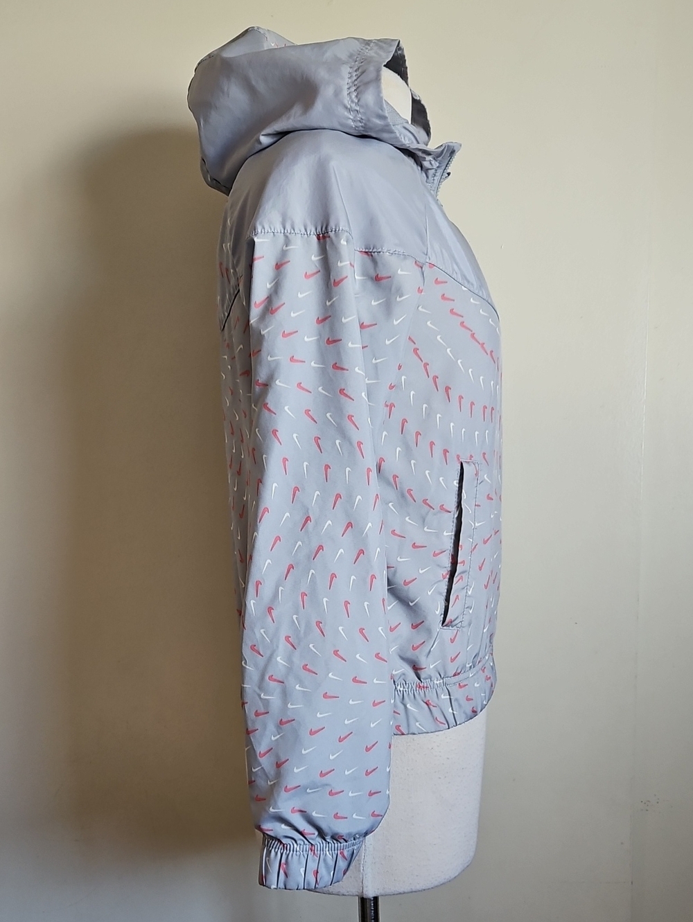 Nike Windrunner Hooded Jacket Swoosh Print Gray Orange Size XL Youth - Picture 8 of 13